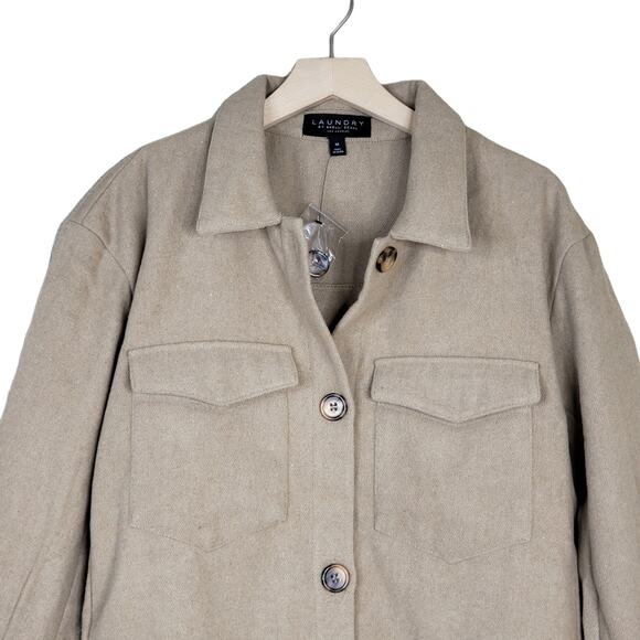 Laundry by Shelli Segal Womens M Fringe Shaket in Silver Mink Tan NEW - Picture 4 of 12